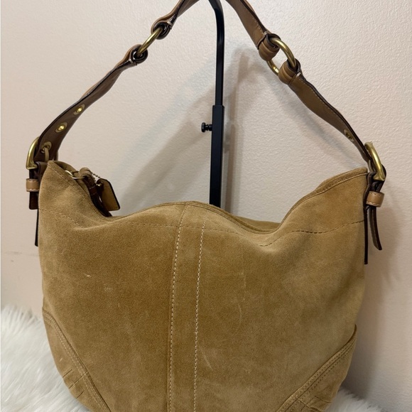 Vintage COACH Soho Hobo Suede Leather Shoulder Tan Suede 8A16 - Picture 2 of 12